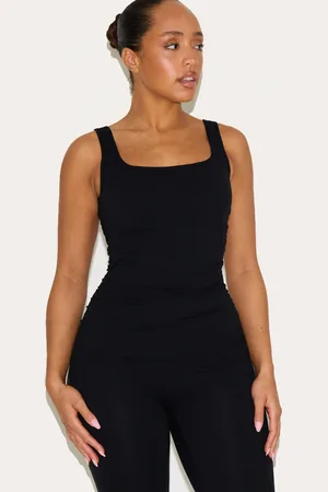PRETTYLITTLETHING Shape Active Ruched Side Cupped Long Line Top