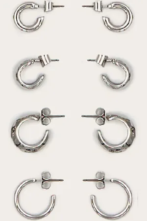 PRETTYLITTLETHING Silver Multi Chubby Hoop Multipack Earrings