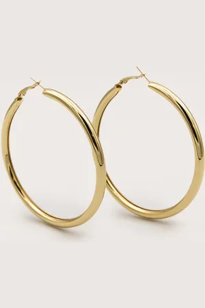 PRETTYLITTLETHING Real Gold Plated Large Thick Hoop Earrings