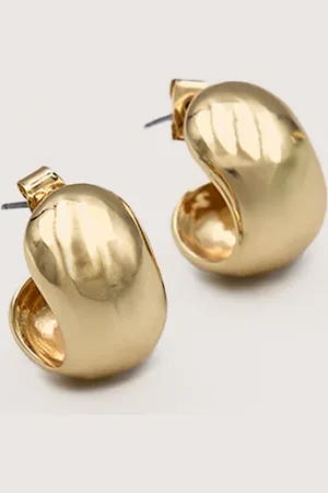 PRETTYLITTLETHING Gold Chunky Hoop Huggie Earrings