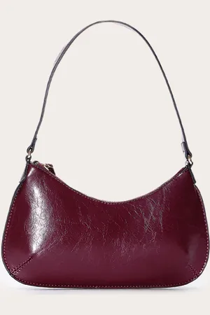 PRETTYLITTLETHING Burgundy Pu Baguette Shoulder Bag