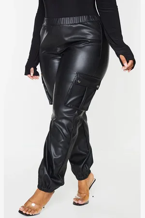 PRETTYLITTLETHING Plus Faux Leather Cargo Trousers