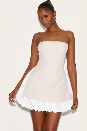 PRETTYLITTLETHING Tailored Bandeau Puffball Hem Shift Dress