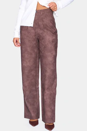 PRETTYLITTLETHING Washed Faux Leather Dart Pocket Straight Leg Trousers