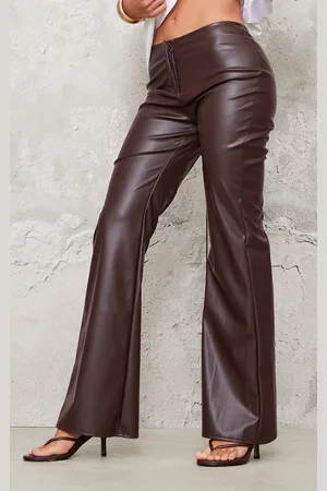 PRETTYLITTLETHING Faux Leather Low Rise Straight Leg Trousers