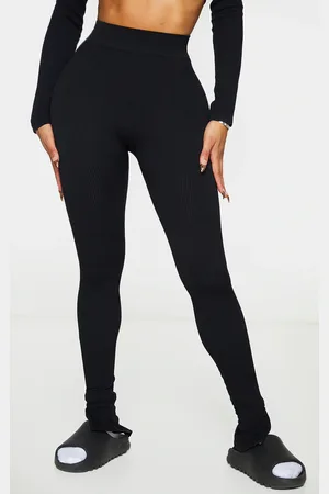 PRETTYLITTLETHING Shape Contour Ribbed Split Hem Leggings