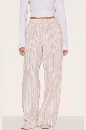 PRETTYLITTLETHING Pinstripe Printed Drawstring Waist Slouchy Trousers