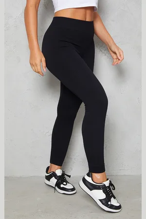 PRETTYLITTLETHING Structured Contour Rib Cuffed Detail Leggings