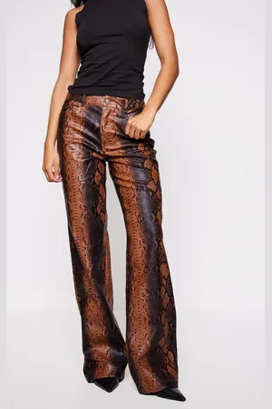 PRETTYLITTLETHING Faux Snakeskin Trousers
