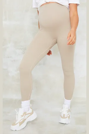 PRETTYLITTLETHING Maternity Stone Contour Rib Leggings