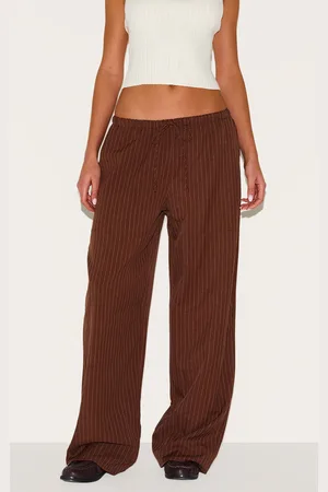 PRETTYLITTLETHING Pinstripe Woven Drawstring Low Rise Relaxed Trousers