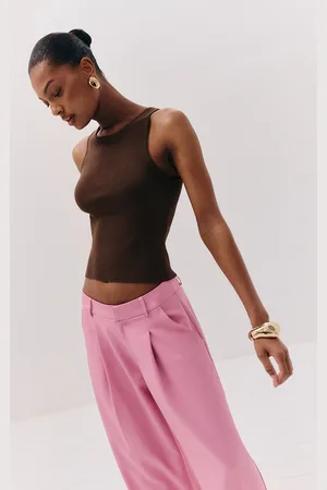 PRETTYLITTLETHING Fine Knit Racer Neck Top