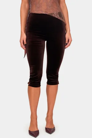 PRETTYLITTLETHING Lace Side Detail Velvet Capris