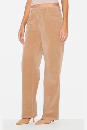 PRETTYLITTLETHING Faux Suede Mid Rise Straight Leg Trousers