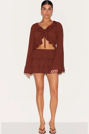 PRETTYLITTLETHING Petite Cheesecloth Ruffle Mini Skort
