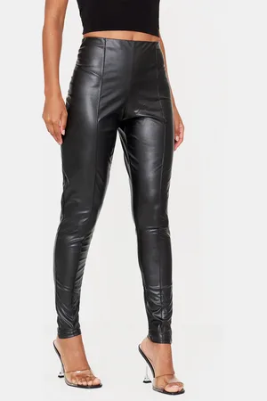 PRETTYLITTLETHING Faux Leather Pintuck Detail Leggings