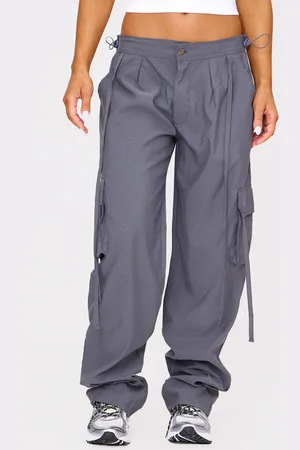 PRETTYLITTLETHING Dark Lightweight Shell Low Rise Cargo Ttrousers