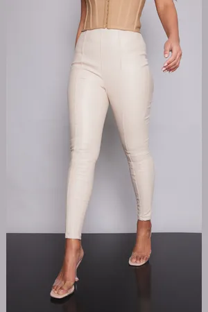 PRETTYLITTLETHING Stone Faux Leather Stretch Leggings