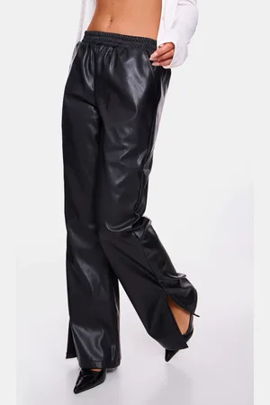 PRETTYLITTLETHING Faux Leather Elasticated Waist Straight Leg Trousers