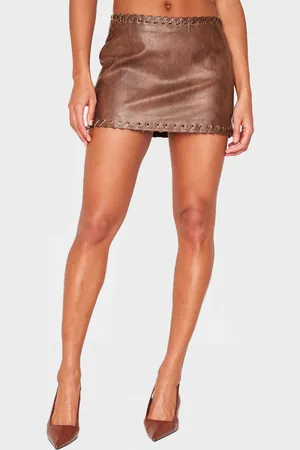 PRETTYLITTLETHING Faux Leather Plaited Mini Skirt