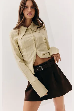 PRETTYLITTLETHING Faux Suede Pleated Mini Skirt