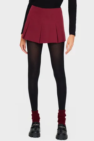 PRETTYLITTLETHING Burgundy Tailored Woven Box Pleat Skater Skort
