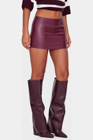 PRETTYLITTLETHING Burgundy Faux Leather Micro Mini Skirt