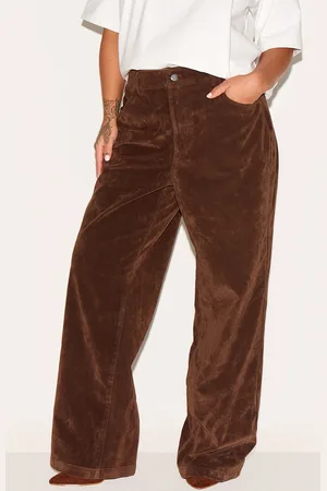 PRETTYLITTLETHING Plus Wide Leg Faux Suede Trousers