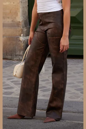 PRETTYLITTLETHING Faux Leather Seam Detail Trousers