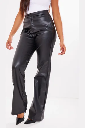 PRETTYLITTLETHING Tall Faux Leather Straight Leg Trousers