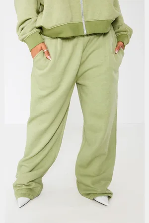 PRETTYLITTLETHING Shape Khaki Washed Wide Leg Joggers