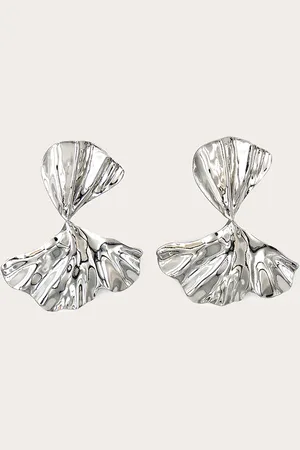 PRETTYLITTLETHING Silver Pleated Twist Statement Earrings