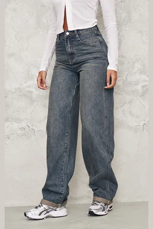 PRETTYLITTLETHING Tall High Waist Turn Up Hem Barrel Style Jeans