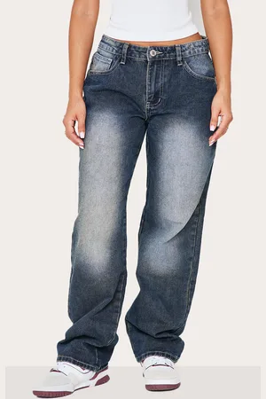 PRETTYLITTLETHING Petite Used Bleach Rigid Low Rise Straight Leg Jeans