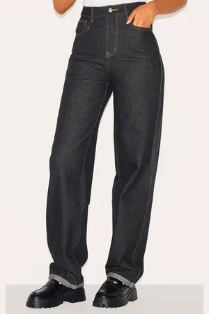 PRETTYLITTLETHING Tall High Waist Turn Up Hem Barrel Style Jean