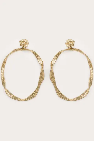 PRETTYLITTLETHING Gold Crinkle Oversized Hoop Earrings