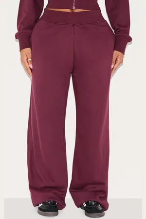 PRETTYLITTLETHING Shape Wine Waistband Detail Wide Leg Joggers