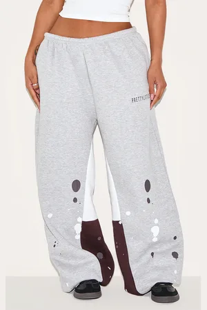 PRETTYLITTLETHING Shape Printed Paint Splat Detail Wide Leg Joggers