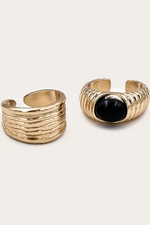 PRETTYLITTLETHING Gold Double Ring Ribbed Multipack