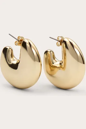 PRETTYLITTLETHING Gold Oversize Chunky Hoop Statement Earrings