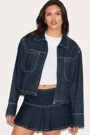 PRETTYLITTLETHING Contrast Stitch Oversized Denim Jacket