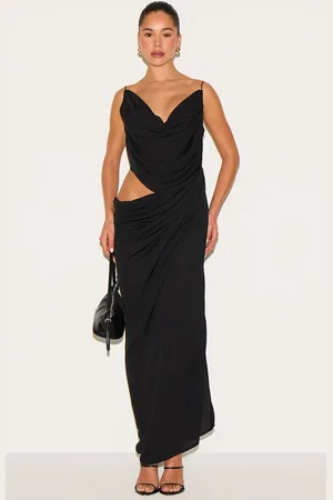 PRETTYLITTLETHING Chiffon Drape Cut Out Midaxi Dress