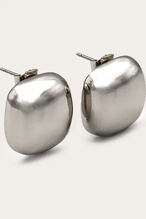 PRETTYLITTLETHING Silver Mini Square Chunky Stud Earrings