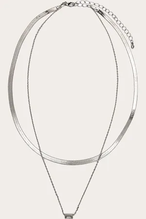 PRETTYLITTLETHING Silver Mini Diamante Layered Necklace