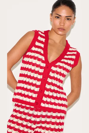 PRETTYLITTLETHING Petite Stripe Knitted Sleeveless Waistcoat