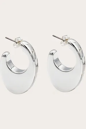 PRETTYLITTLETHING Silver Crescent Chunky Hoop Earrings
