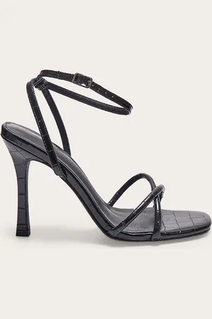 PRETTYLITTLETHING PU Croc Square Toe Barely There High Heeled Sandals