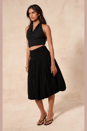 PRETTYLITTLETHING Cotton Volume Puffball Midi Skirt