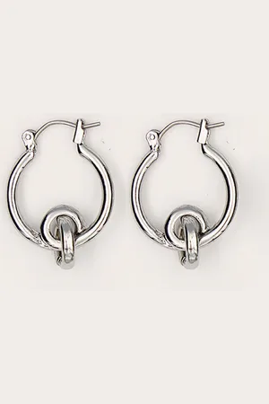 PRETTYLITTLETHING Silver Intertwined Double Hoop Earrings