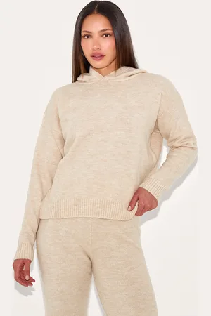 PRETTYLITTLETHING Tall Stone Oversized Knitted Hoodie